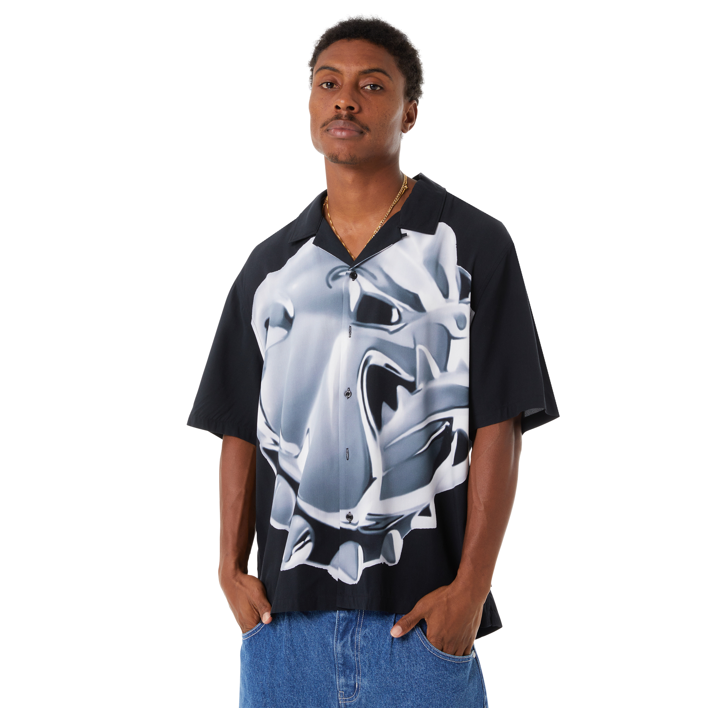 CAMISA HUF BIG DAWG S/S RESORT SHIRT BLK