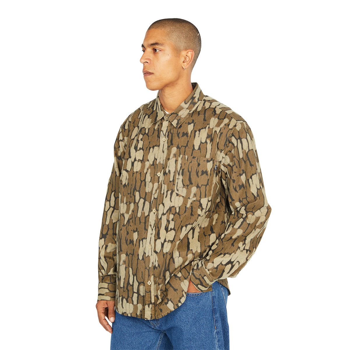 Camisa HUF Warped Camo Corduroy Shirt