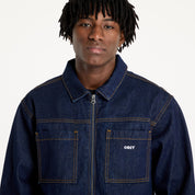 Chaqueta OBEY Icon Hardwork Zip Up Rinse Indigo