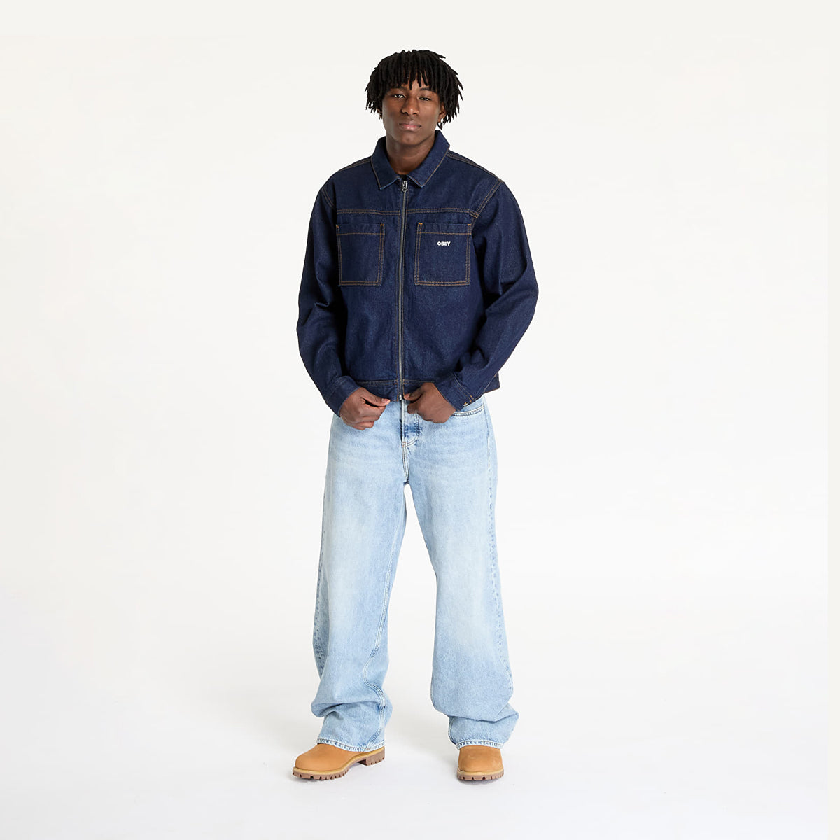 Chaqueta OBEY Icon Hardwork Zip Up Rinse Indigo