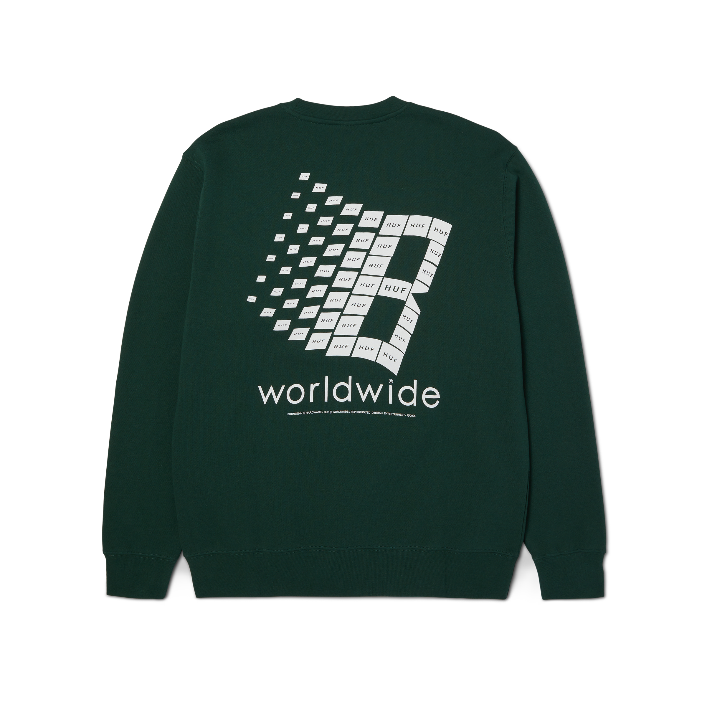 POLERON HUF X BRONZE56K CREWNECK FOREST GREEN
