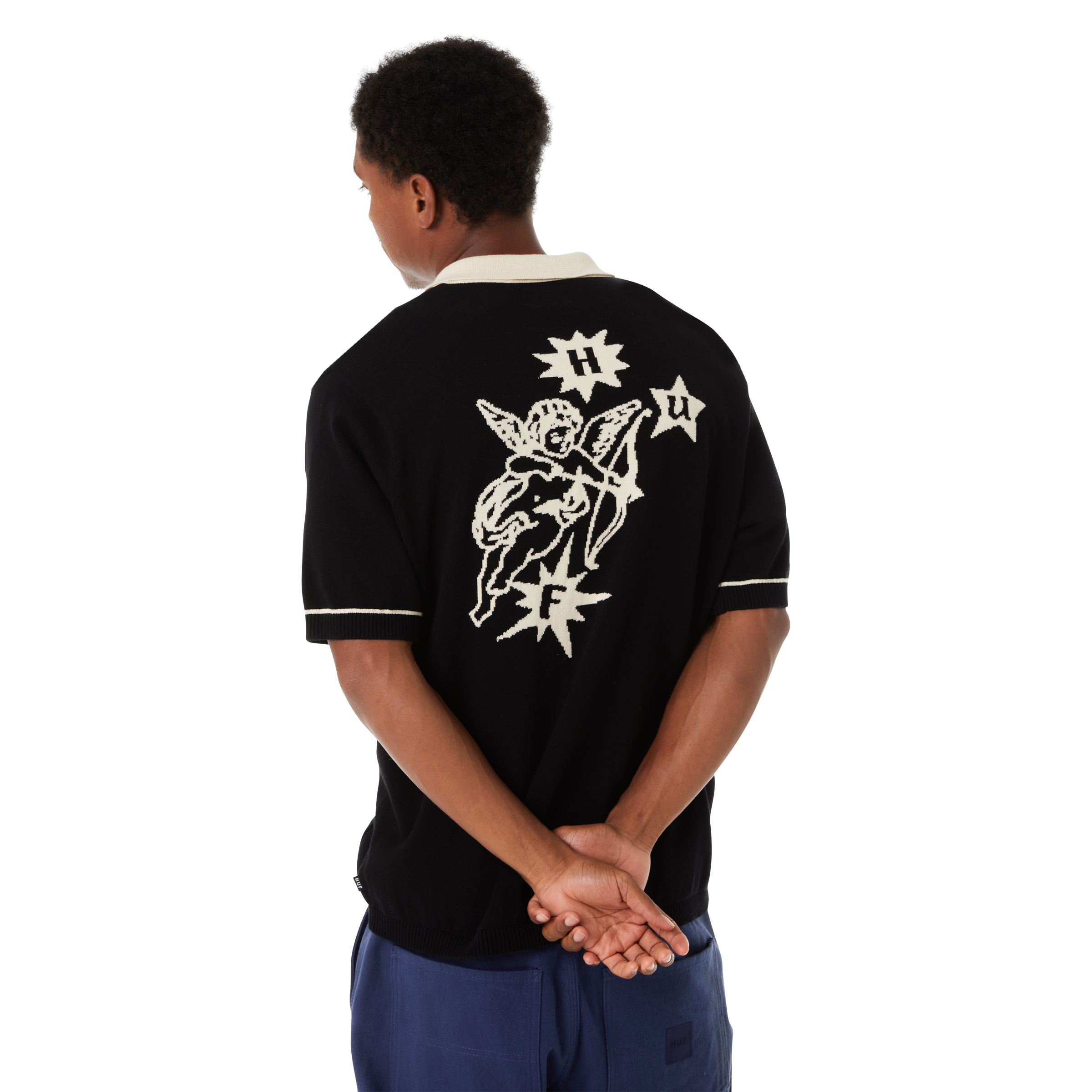 CAMISA HUF ICARUS S/S KNIT TOP BLK