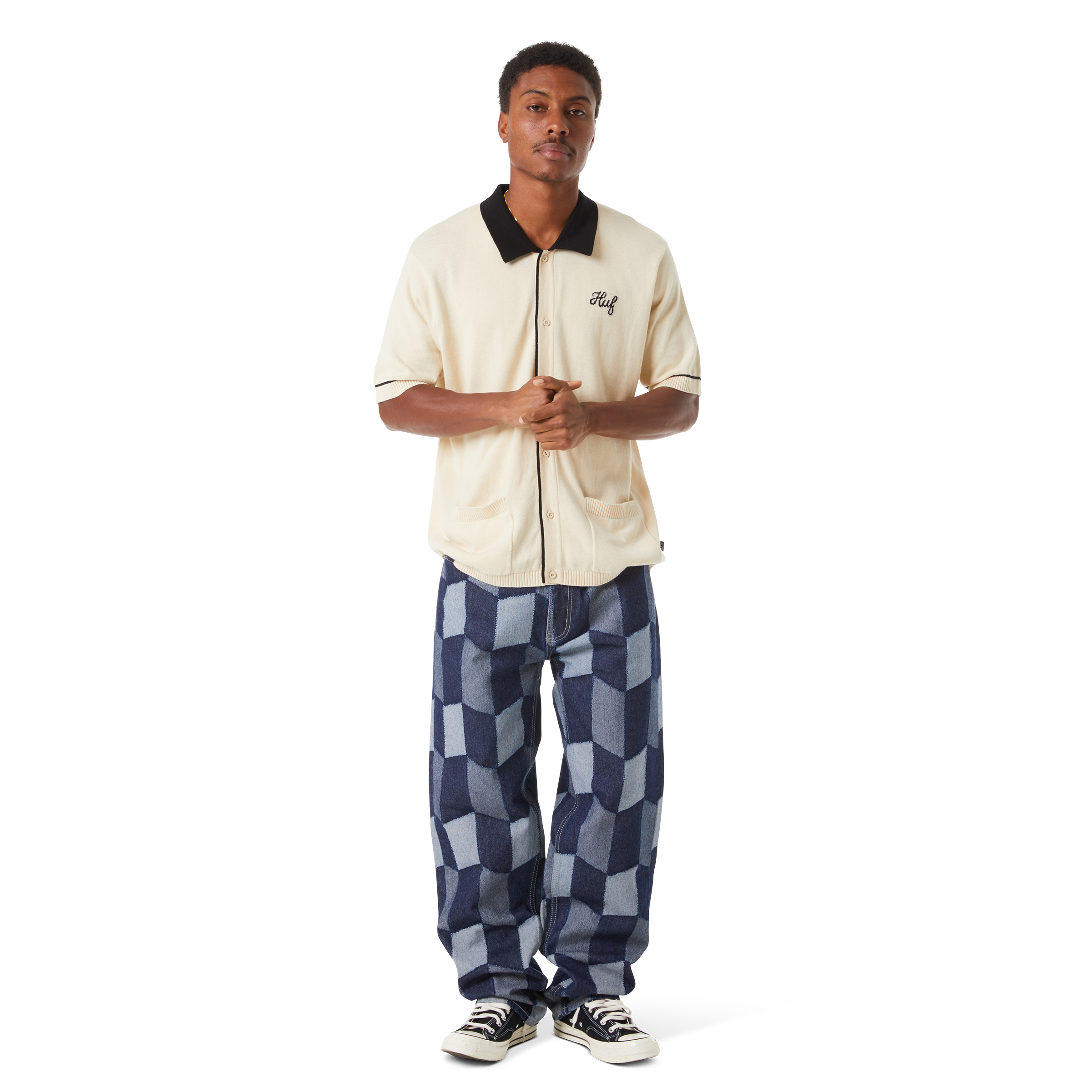 CAMISA HUF ICARUS S/S KNIT TOP NAT