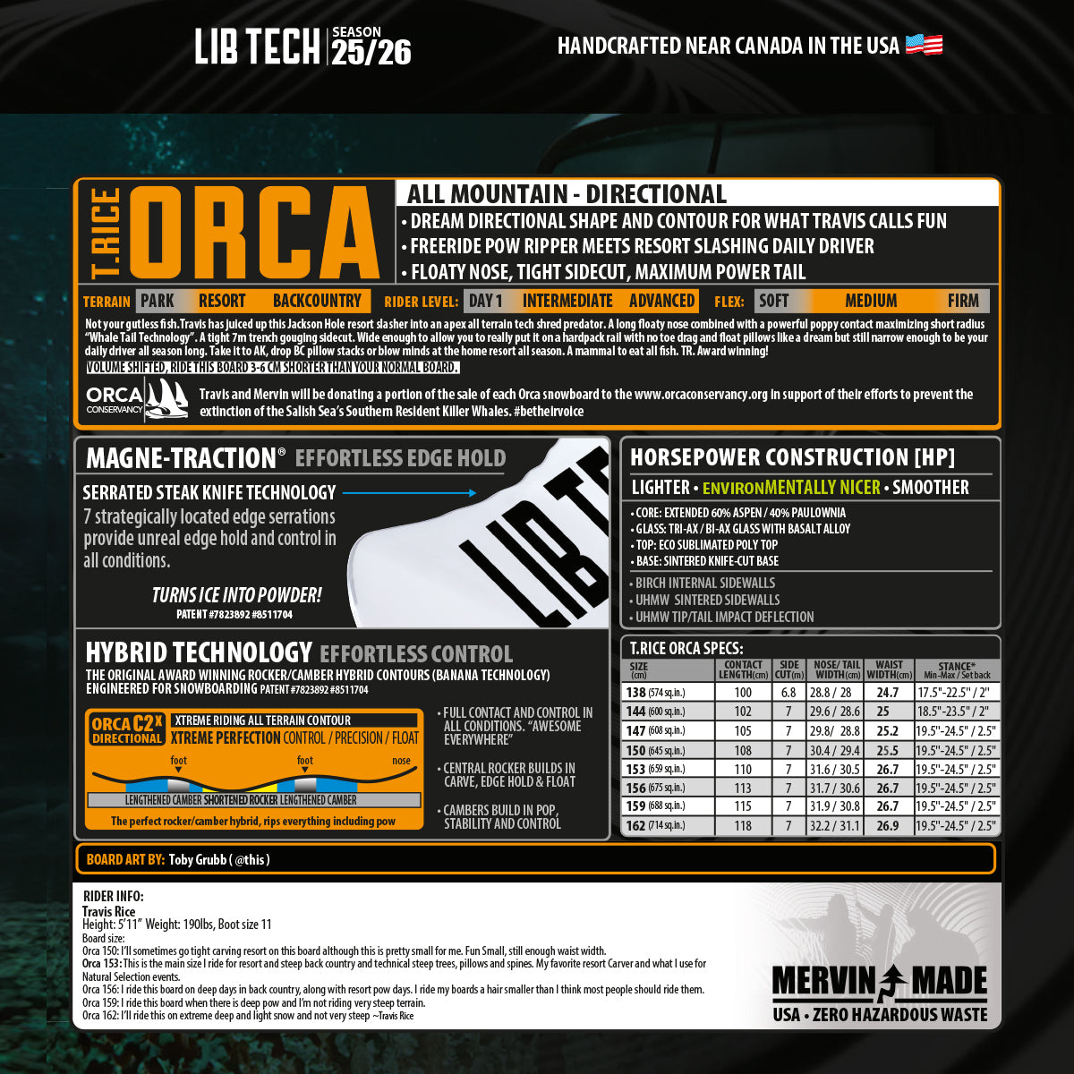 TABLA DE SNOWBOARD LIB TECH ORCA