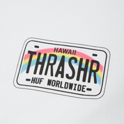 Polera HUF X THRASHER License Plate SS Tee White