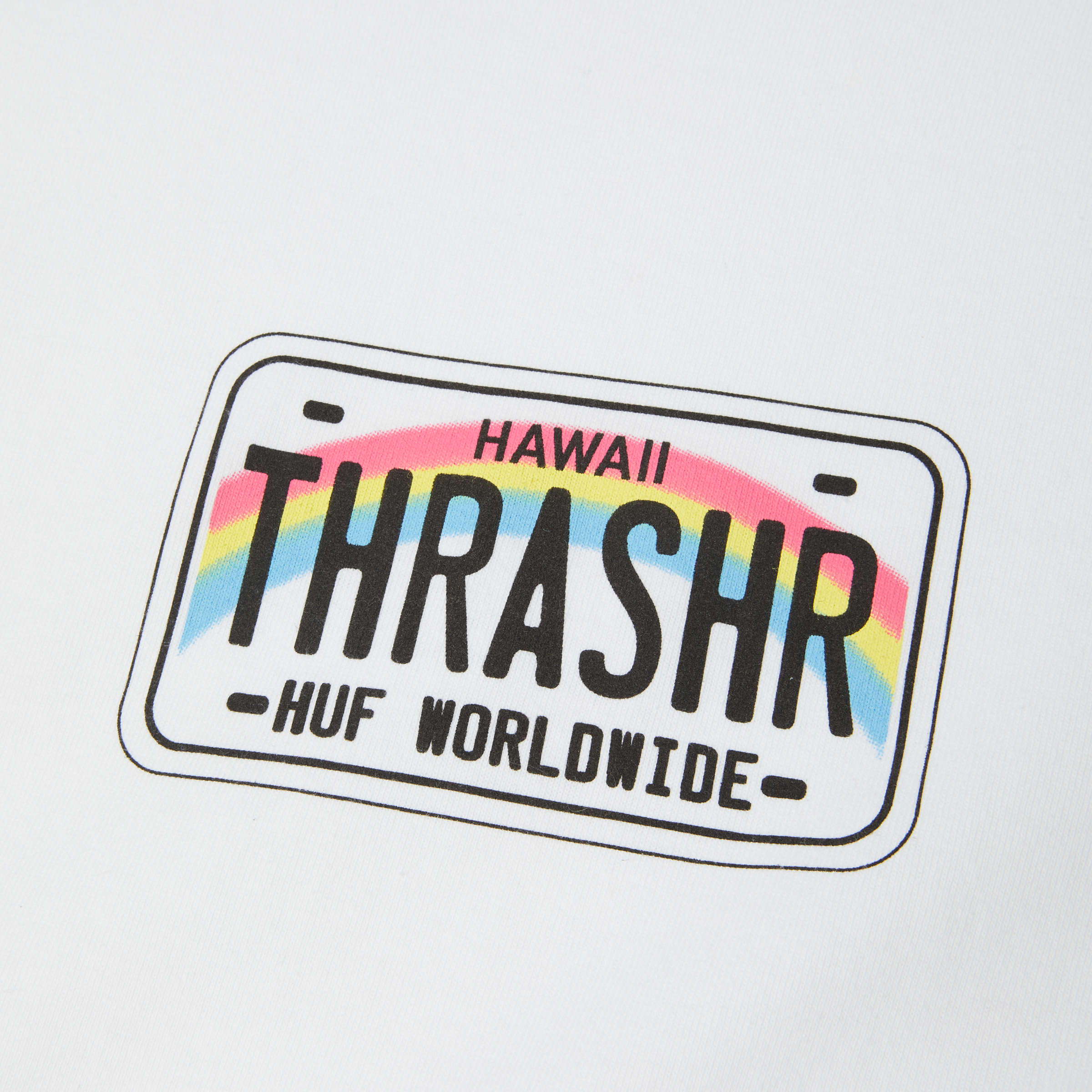 Polera HUF X THRASHER License Plate SS Tee White
