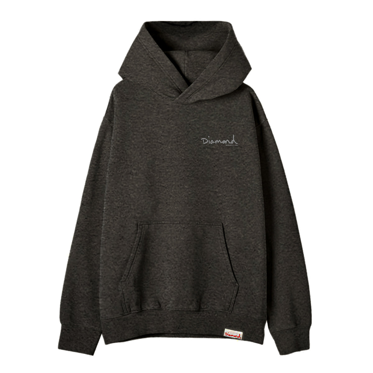 POLERON  DIAMOND MINI OG SCRIPT HOODIE CHARCOAL HEATHER