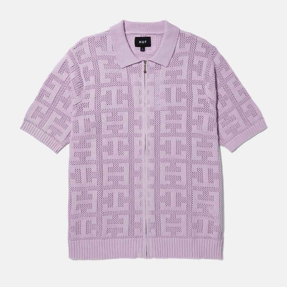 SWEATER HUF MONOGRAM JACQUARD ZIP LAVENDER