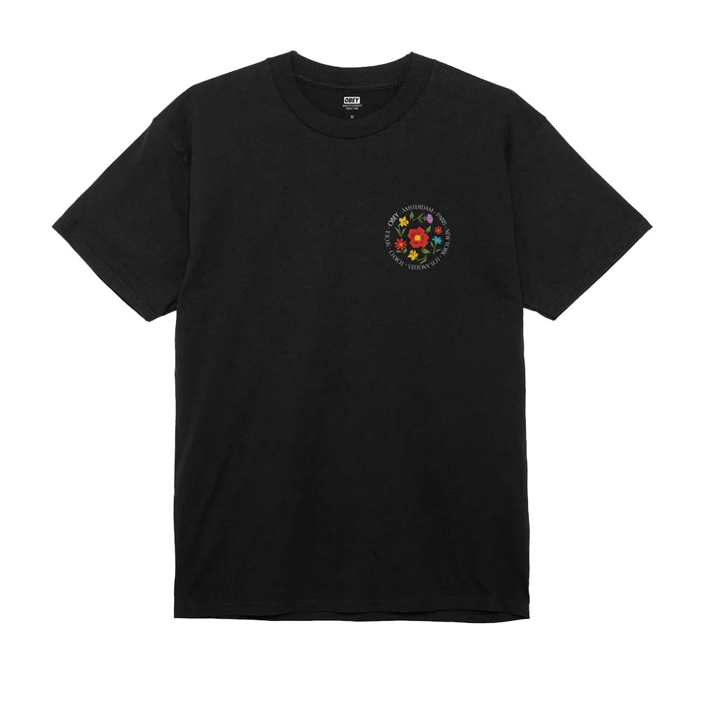 POLERA OBEY CITY FLOWERS BLACK