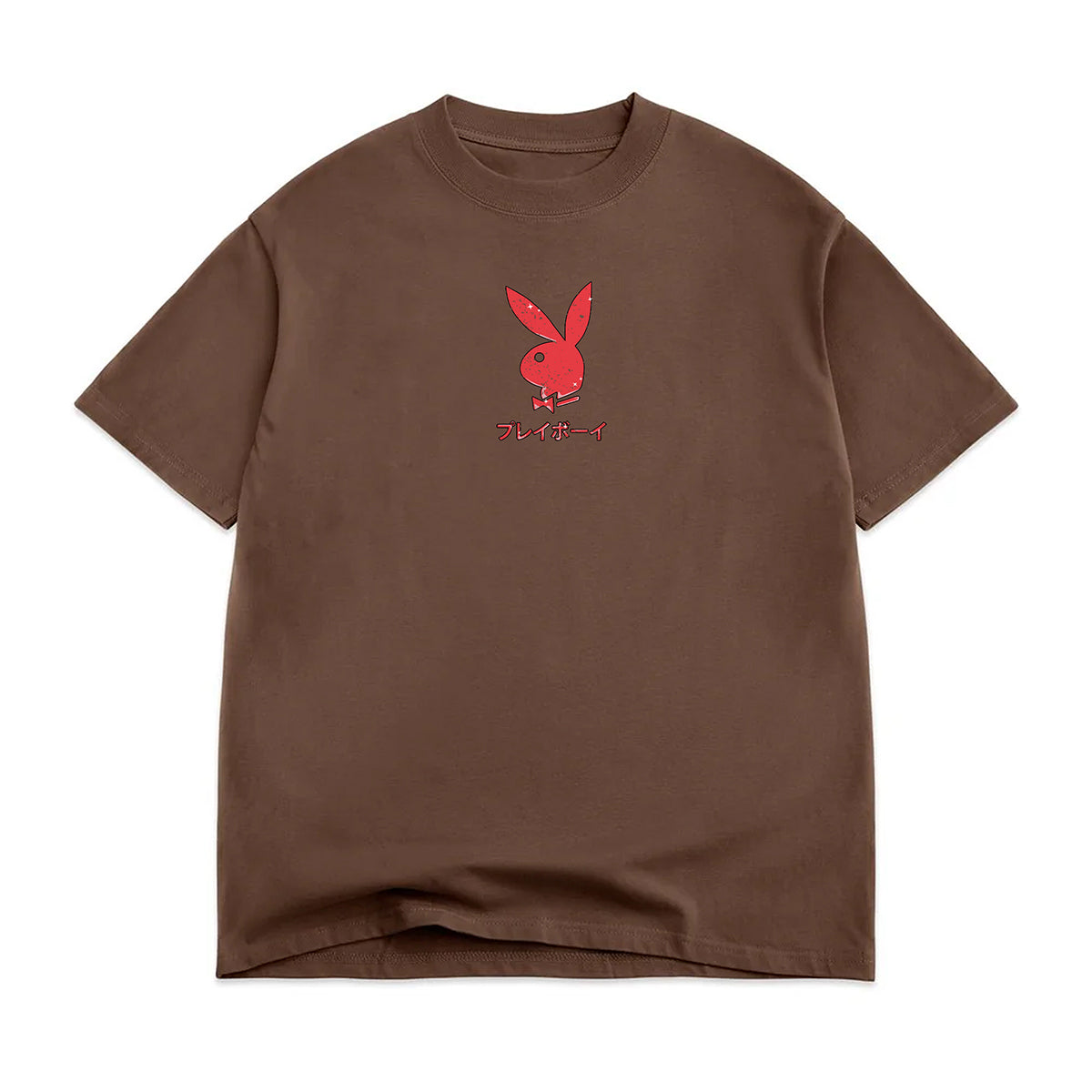 POLERA COLOR BARS X PLAYBOY ACE OF HEARTS DISTRESSED TEE CHOC