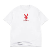 POLERA COLOR BARS X PLAYBOY ACE OF HEARTS DISTRESSED TEE WHT