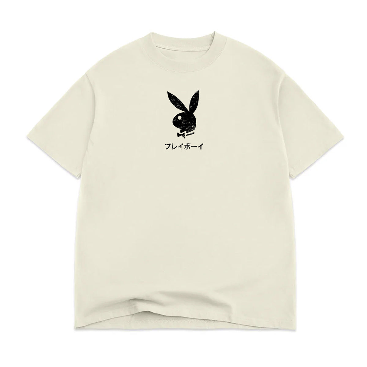POLERA COLOR BARS X PLAYBOY ACE OF SPADES DISTRESSED TEE CREAM
