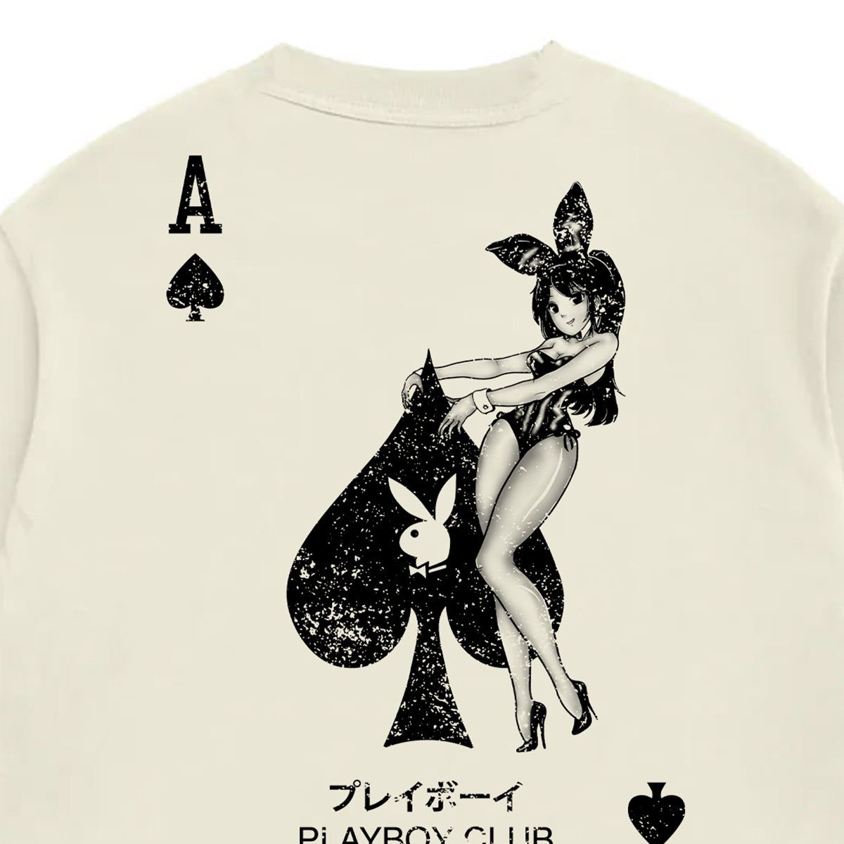 POLERA COLOR BARS X PLAYBOY ACE OF SPADES DISTRESSED TEE CREAM