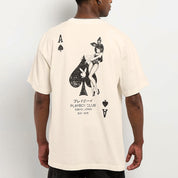 POLERA COLOR BARS X PLAYBOY ACE OF SPADES DISTRESSED TEE CREAM