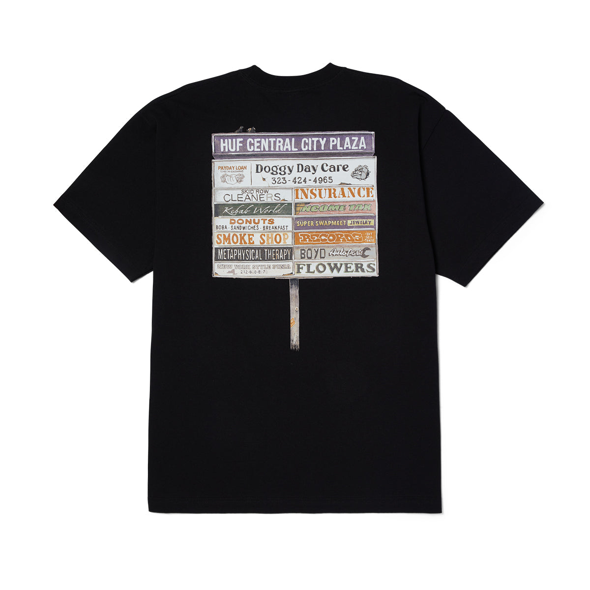 POLERA HUF PLAZA S/S BLACK
