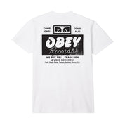 POLERA OBEY RECORD BUY, SELL, TRADE WHITE