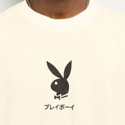 POLERA COLOR BARS X PLAYBOY ACE OF SPADES DISTRESSED TEE CREAM