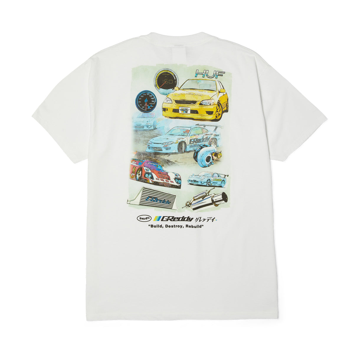POLERA HUF X GREDDY PARTS S/S WHT