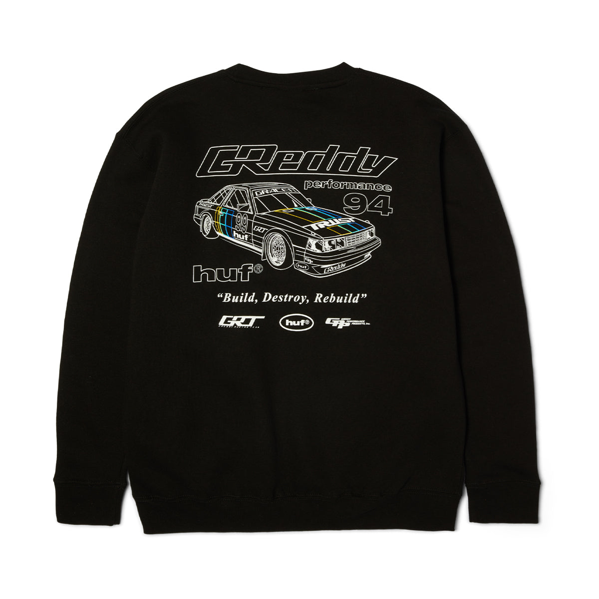 POLERON HUF X GREDDY RETRO MOD CREWNECK SWEATSHIRT BLK