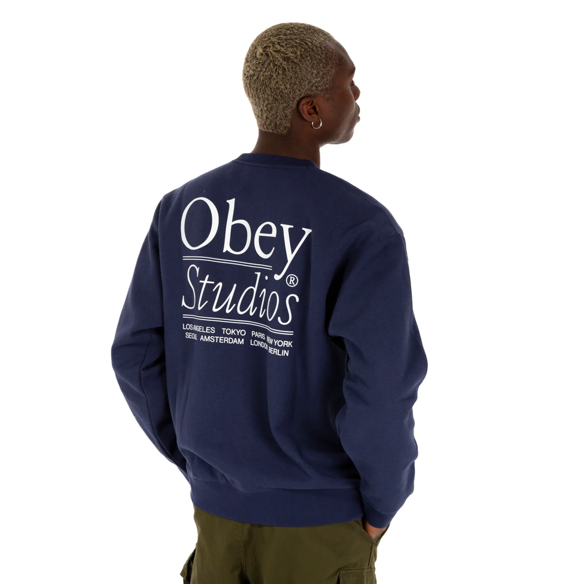 POLERON OBEY STUDIOS CREWNECK ACADEMY NAVY