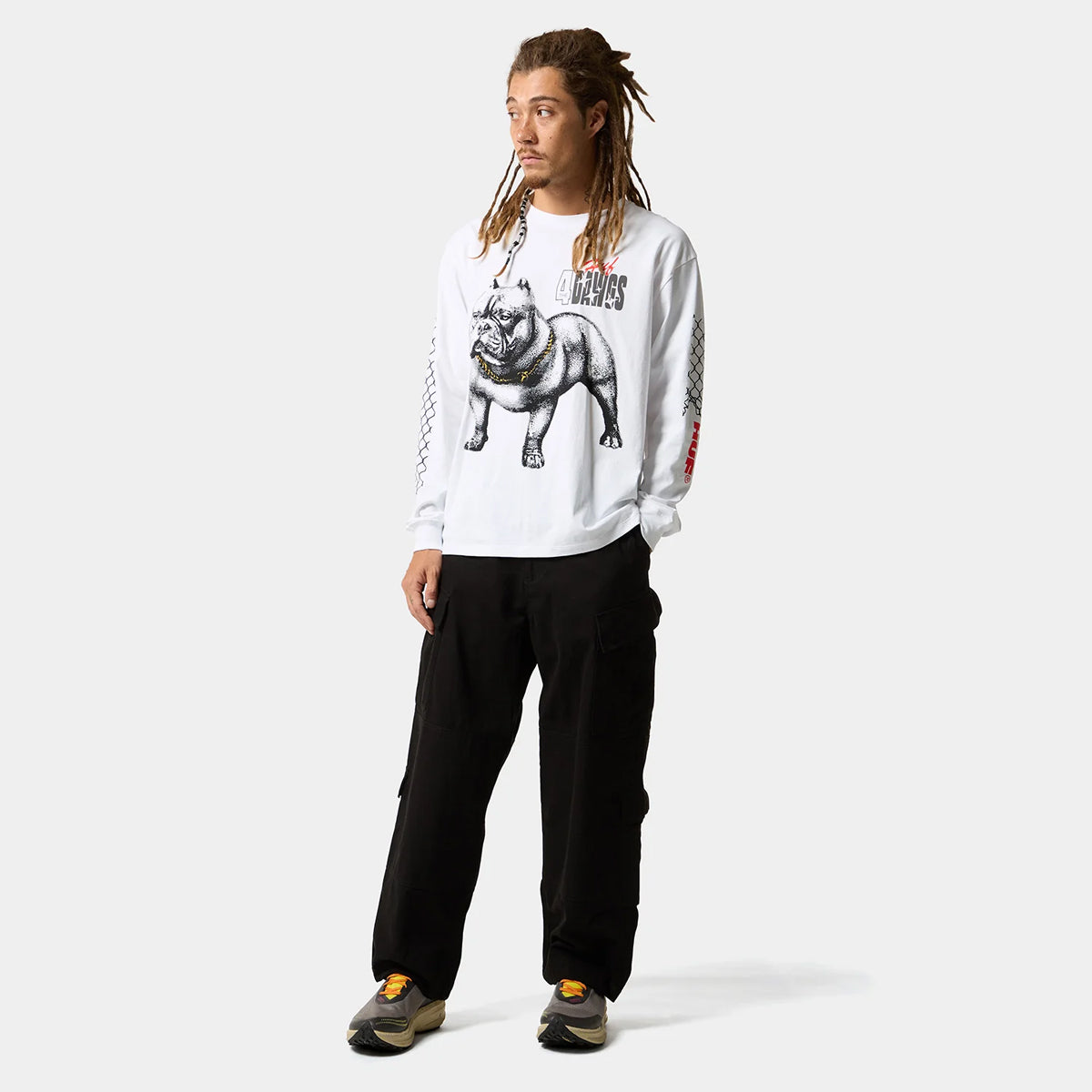 Polera HUF 4 The Dawgs L/S tee White