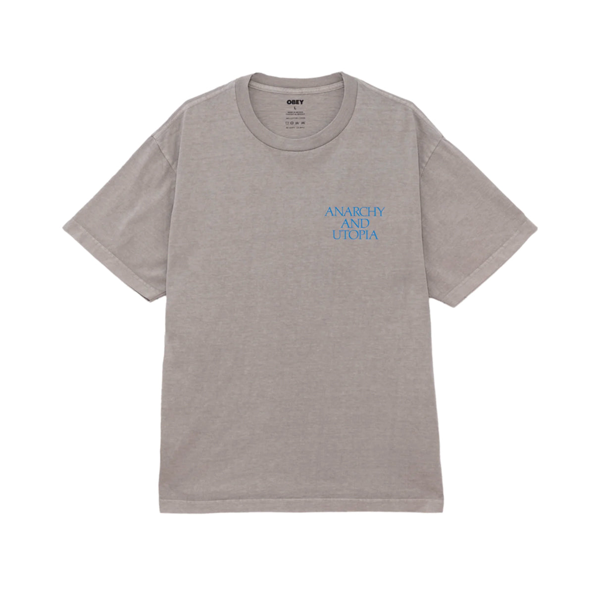 Polera OBEY Anarchy & Utopia Pigment Silver Grey