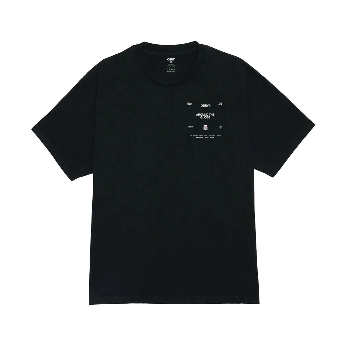 Polera OBEY Around The Globe Pigment True Vintage Black