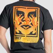 Polera OBEY Icon Stencil Flame Black