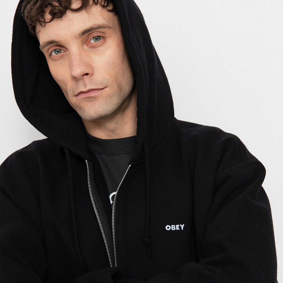 Poleron OBEY Established Works Bold Zip HD Black