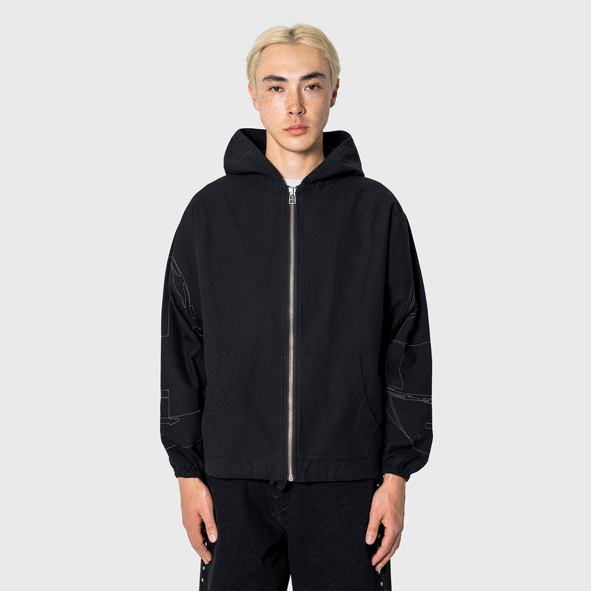 Poleron PLEASURES Digital Zip Poncho Black