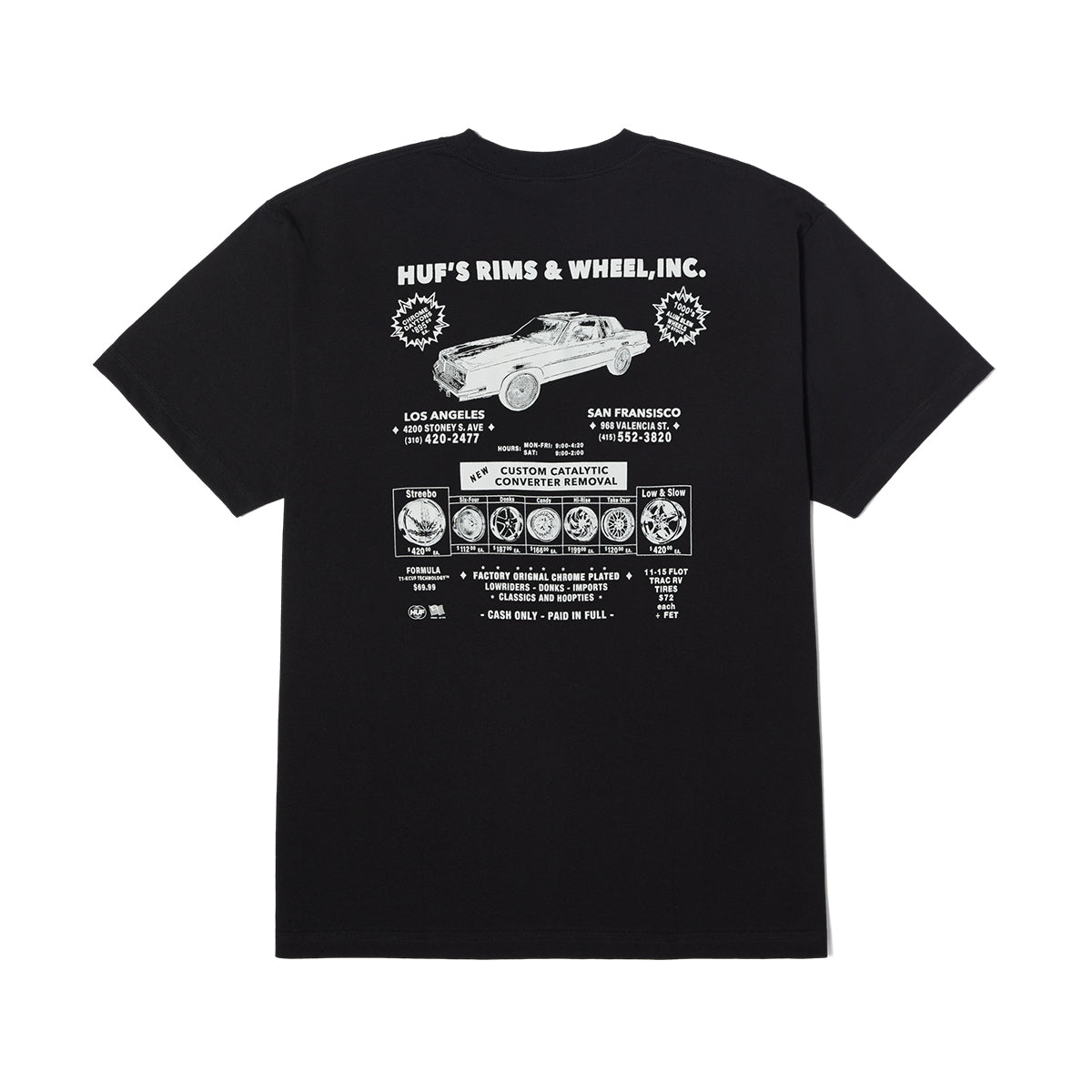 POLERA HUF RIM & WHEEL INC S/S TEE BLACK