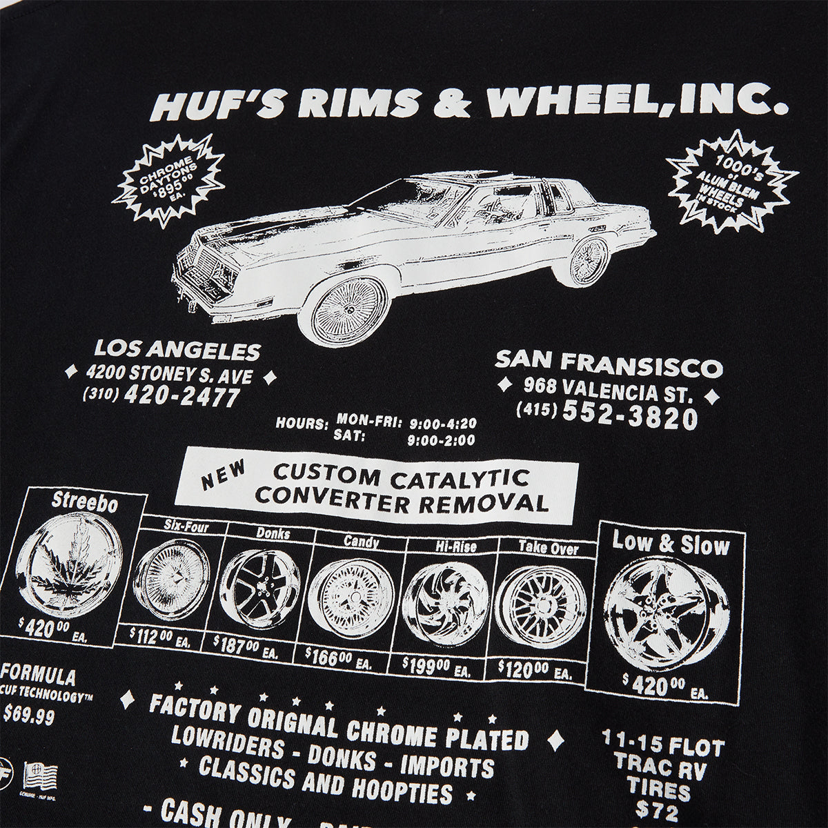 POLERA HUF RIM & WHEEL INC S/S TEE BLACK