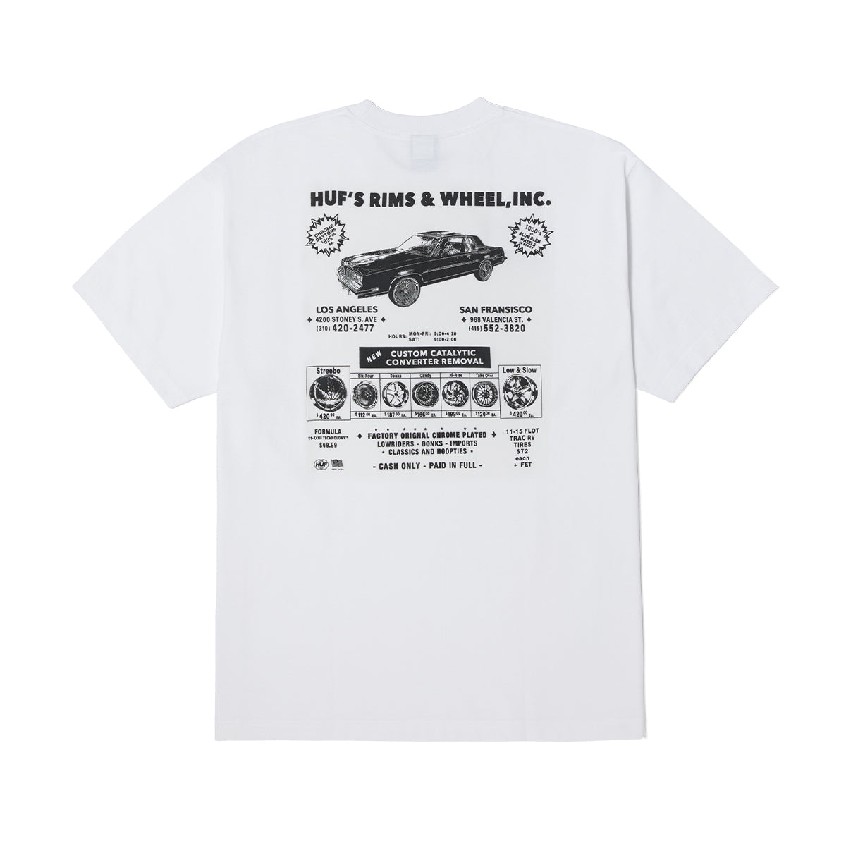 POLERA HUF RIM & WHEEL INC S/S TEE WHITE