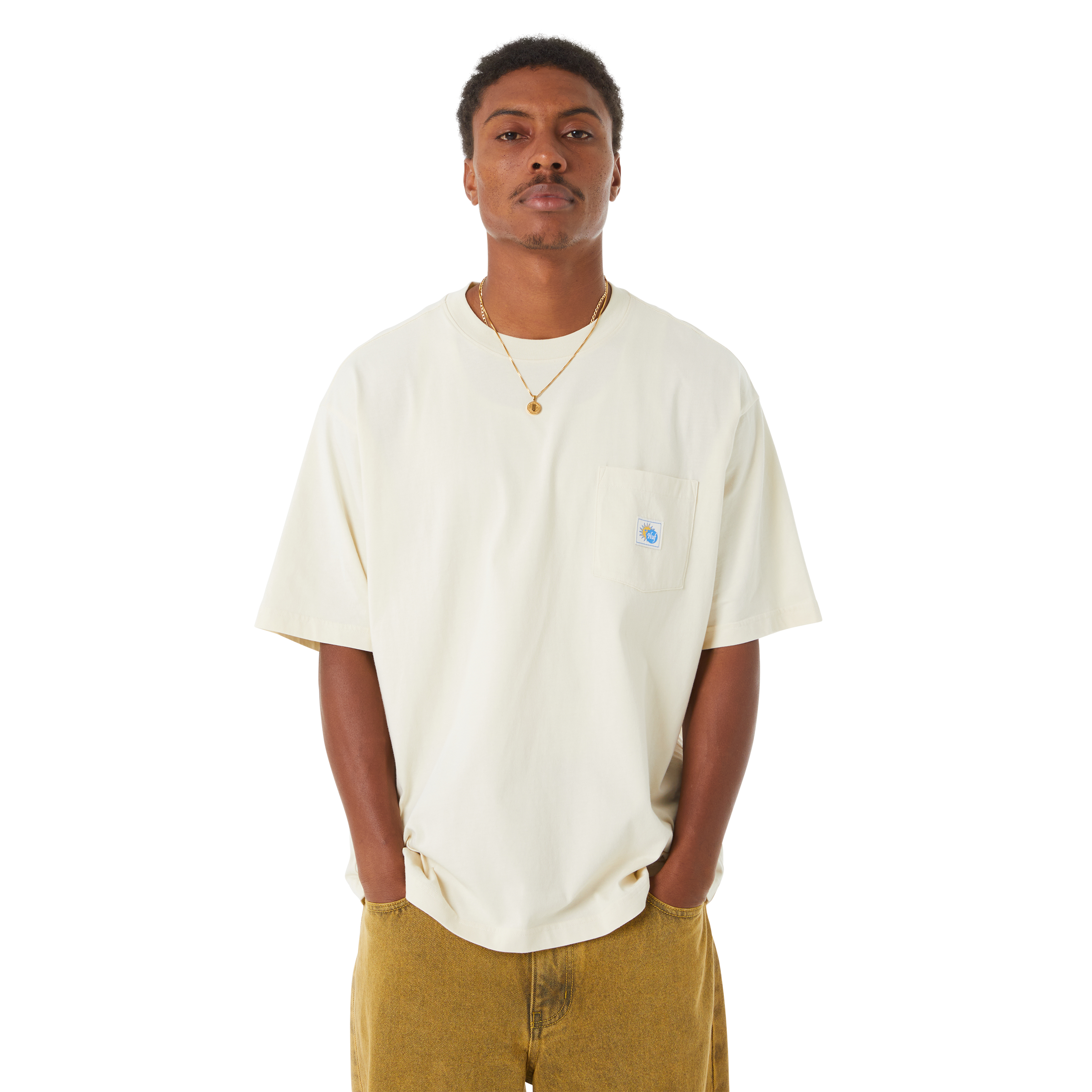 POLERA HUF TOTAL ECLIPSE S/S KNIT BOXY TOP NAT