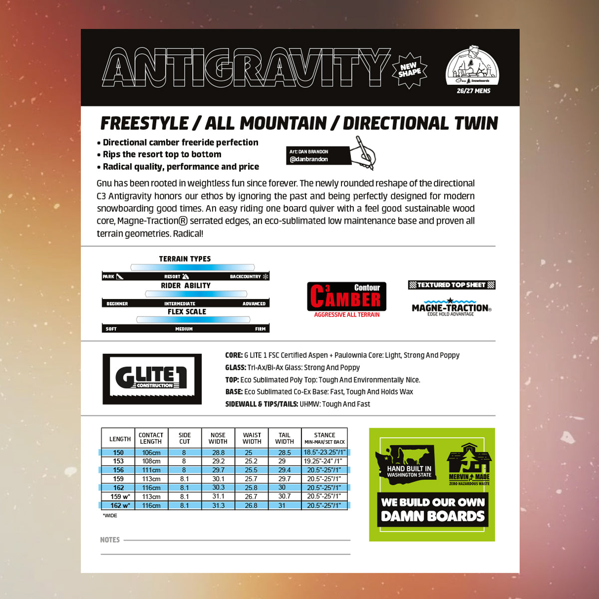 Tabla de Snowboard GNU Antigravity (PV)