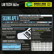 Tabla Snowboard LIB TECH Skunk Ape Camber (PV)