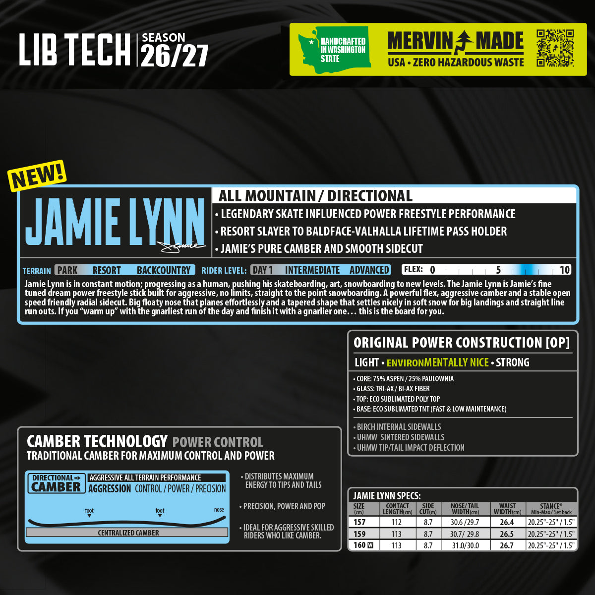 Tabla Snowboard Lib Tech JAMIE LYNN (PV)