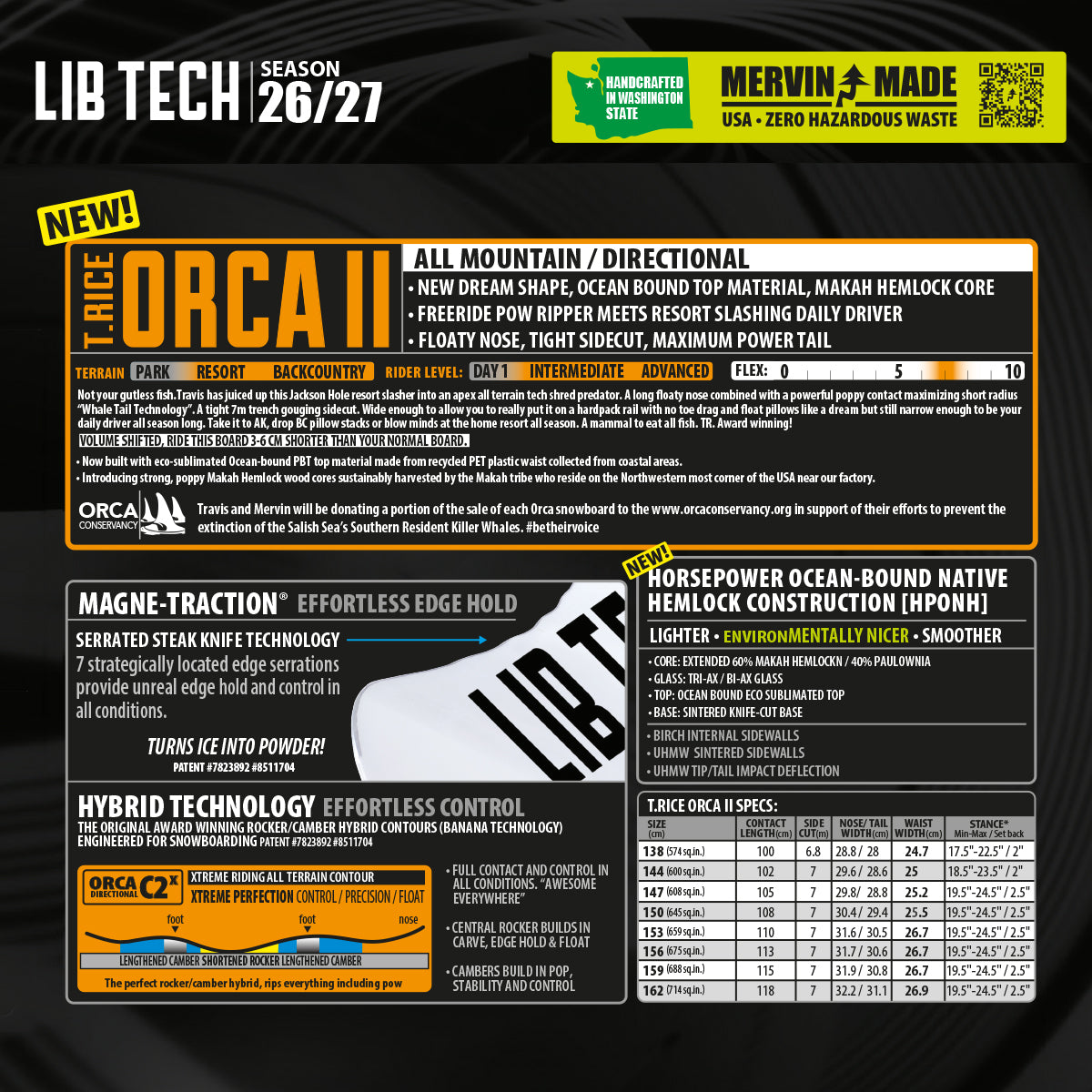 Tabla de Snowboard LIB TECH ORCA II (PV)