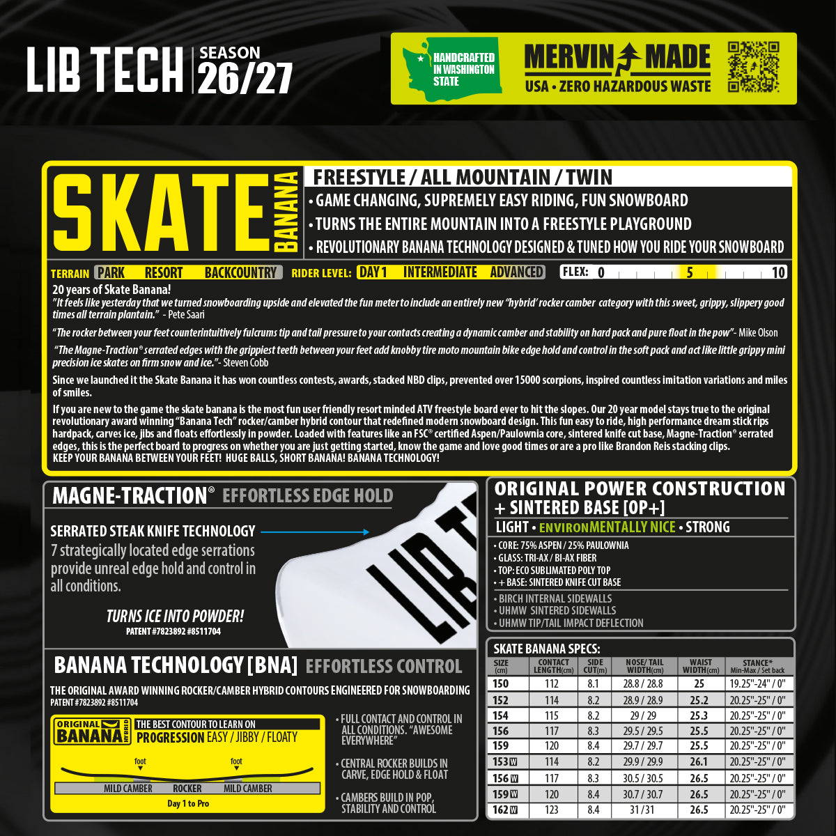 Tabla de Snowboard LIB TECH Skate Banana (PV)