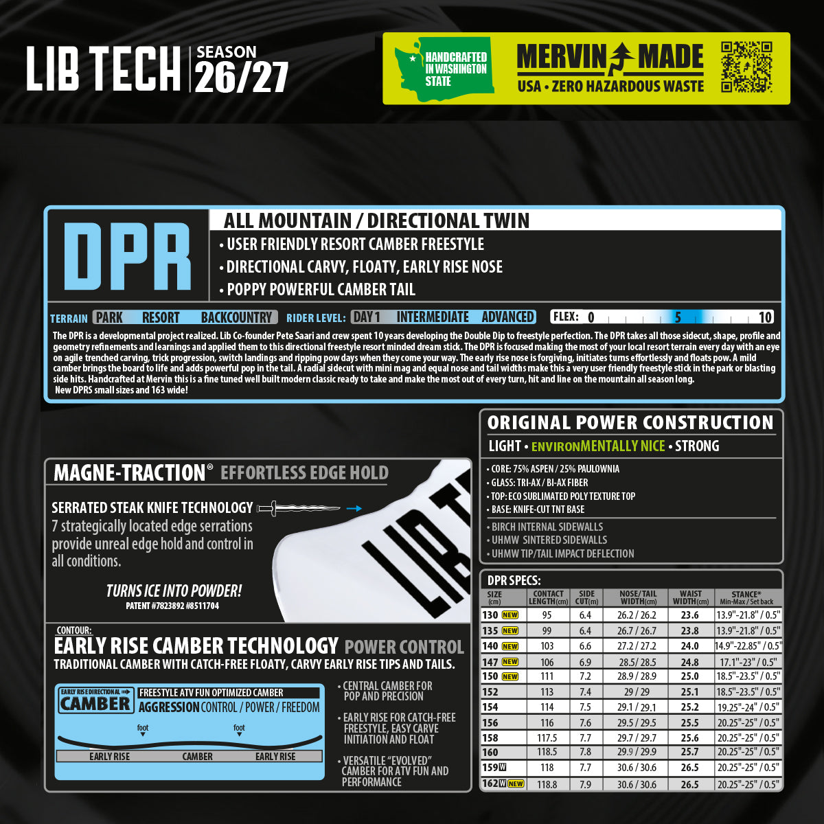 Tabla de Snowboard LIB TECH DPR (PV)