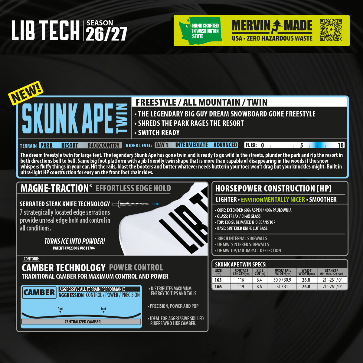 Tabla de Snowboard LIB TECH Skunk Ape (PV)