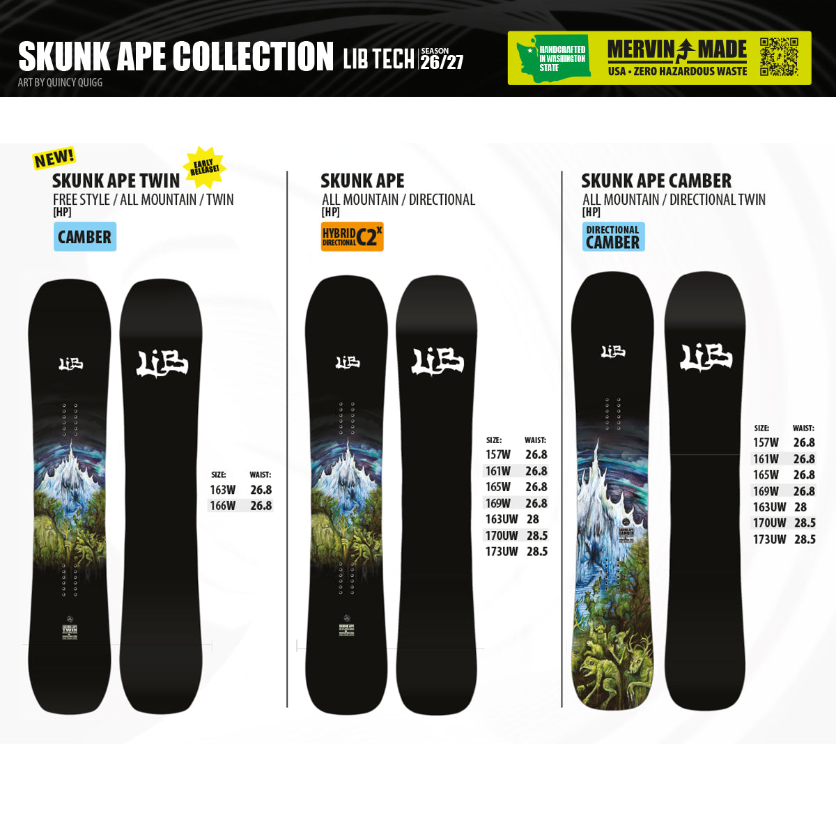 Tabla Snowboard LIB TECH Skunk Ape Camber (PV)