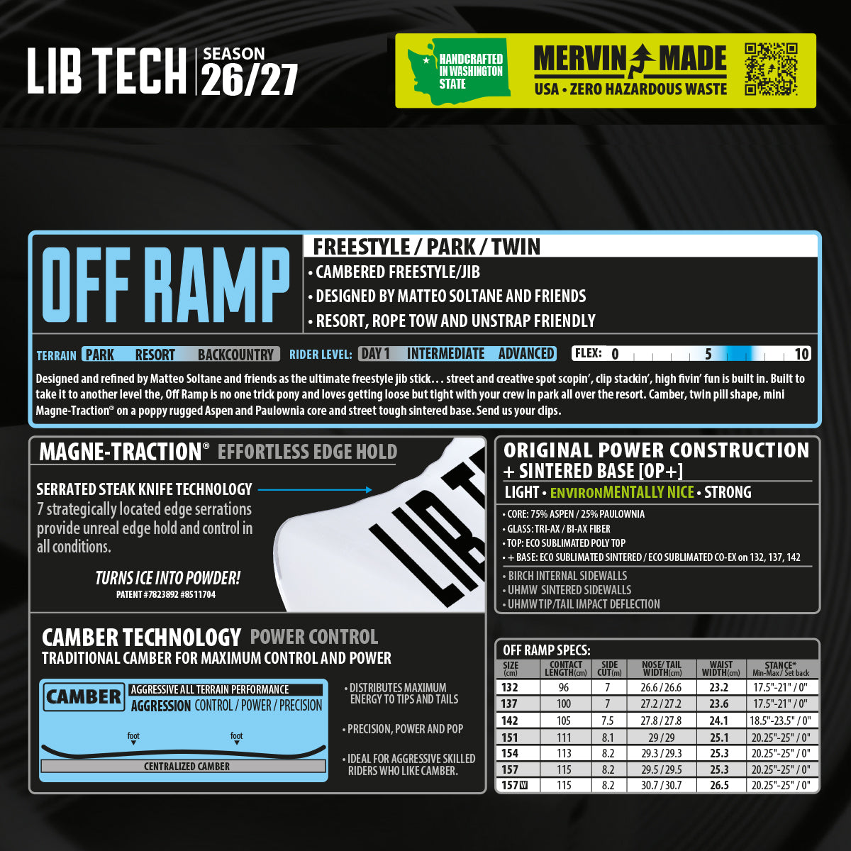 Tabla de Snowboard LIB TECH Off Ramp (PV)